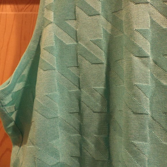 Ming Wang Tank Vest Top   ~ Sleeveless ~  Mint Green Jacquard Design   Size: XL - Picture 7 of 8